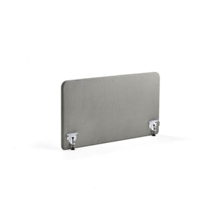 Bordskjerm ZONE, hvite beslag, B1200 H650 T30 mm, stoff Hush, lys grå