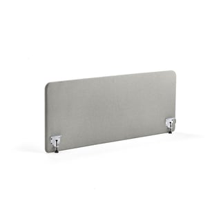 Bordskjerm ZONE, hvite beslag, B1600 H650 T30 mm, stoff Hush, lys grå