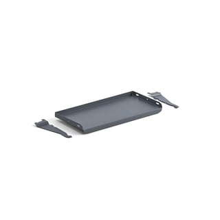 Angled metal shelf for workbench ROBUST/SOLID, 670x300 mm, dark grey