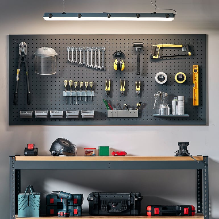 Tool panel, wall mounted DIRECT, 1950x900 mm, dark grey | AJ Products