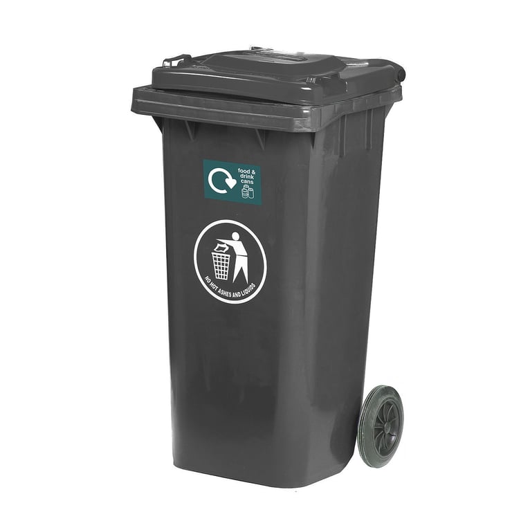 Recycling wheelie bin, cans, 120 L, grey AJ Products