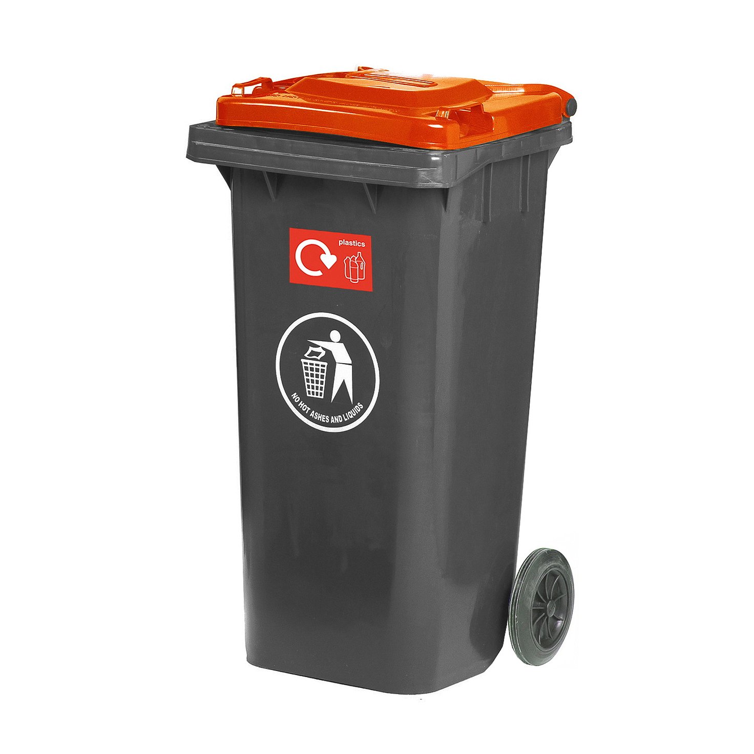 Recycling wheelie bin, plastics, 120 L, red AJ Products