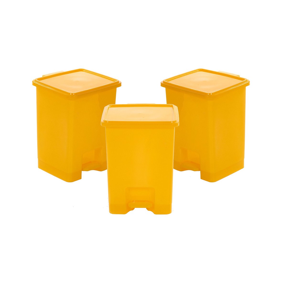 Pedal bin package, 3 x 15 L bins, yellow AJ Products