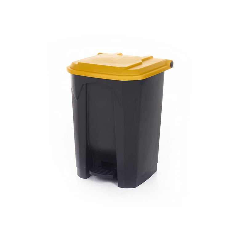 Pedal bin with coloured lid, 50 L, dark grey, yellow lid | AJ Products