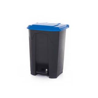 Pedal bin with coloured lid, 80 L, dark grey, blue lid