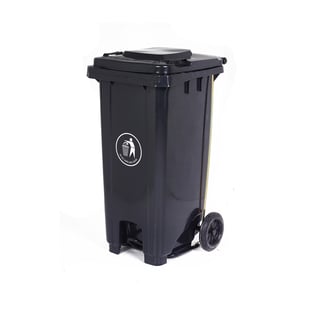 Pedal-operated wheelie bin, 120 L, dark grey lid