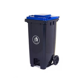 Pedal-operated wheelie bin, 120 L, blue lid
