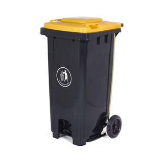 Pedal-operated wheelie bin, 120 L, yellow lid