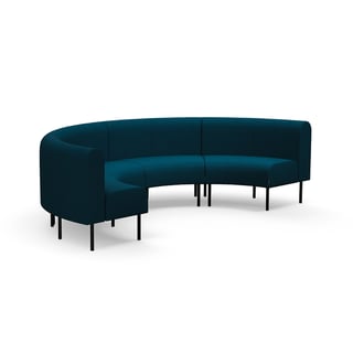Sofa VARIETY, inward half circle, fabric Blues CSII, petrol blue
