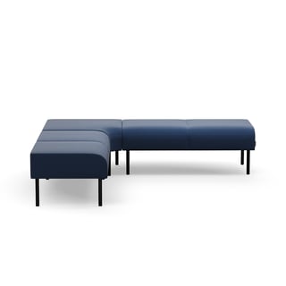 Corner bench VARIETY, inward curve, fabric Pod CS, navy blue