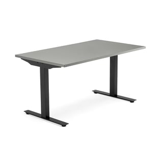 Skrivebord MODULUS, t-stativ, L1400 B800 mm, svart, lys grå