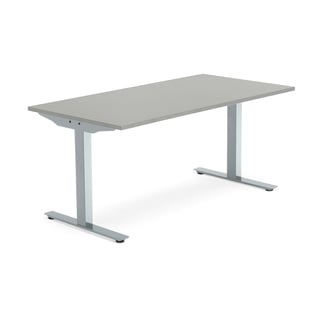 Kancelársky stôl MODULUS, T-rám, 1600x800 mm, strieborná, svetlošedá