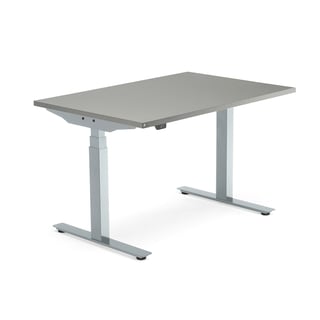 Standing desk MODULUS, 1200x800 mm, silver frame, light grey