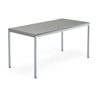 Työpöytä QBUS, 4 suoraa jalkaa, 1600x800 mm, hopeanharmaa jalusta, vaaleanharmaa