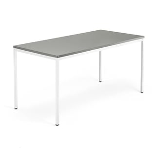 Konferencebord QBUS, 1600x800 mm, stel med 4 ben, hvidt stel, lysegrå
