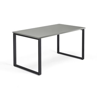 Skrivbord QBUS, O-stativ, 1400x800 mm, svart, ljusgrå