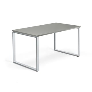 Desk QBUS, 1400x800 mm, O-frame, silver frame, light grey