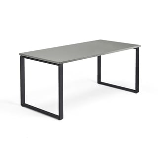 Skrivbord QBUS, O-stativ, 1600x800 mm, svart, ljusgrå