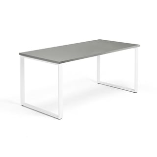Desk MODULUS, O-frame, 1600x800 mm, white frame, light grey