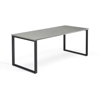 Pisalna miza QBUS, O-okvir, 1800x800 mm, črni okvir, svetlo siva