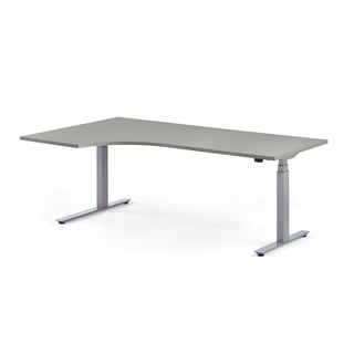 Nastaviteľný stôl MODULUS, rohový, 2000x1200 mm, strieborná, svetlošedá