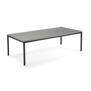 QBUS konferencijski stol, 2400x1200 mm, 4 noge, crno postolje, svijetlo sivi