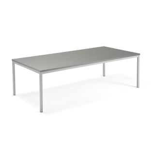 Konferenčna miza QBUS, 2400x1200 mm, 4-noge, srebrni okvir, svetlo siva