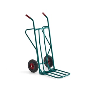 Budget warehouse cart DAVIS, 250 kg load, pneumatic tyres, green