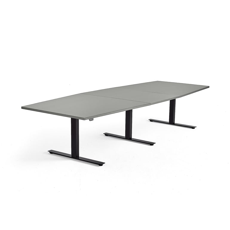 Standing conference table MODULUS, 3200x1200 mm, black frame, light ...