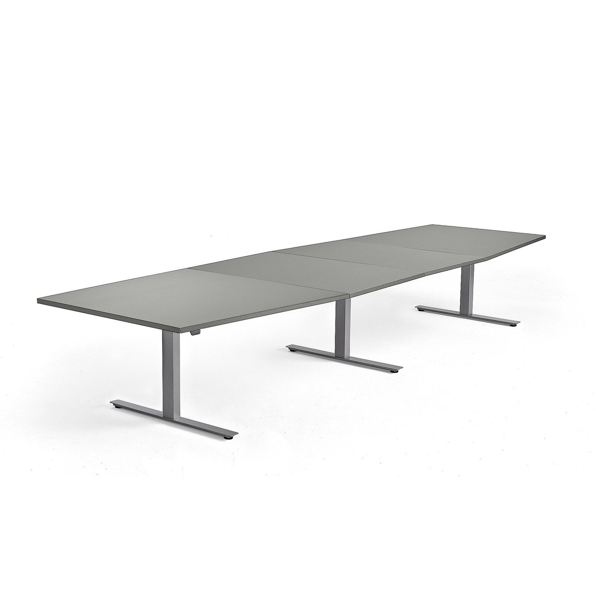 Standing conference table MODULUS, 4000x1200 mm, silver frame, light ...