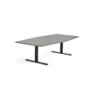 Konferencijski stol MODULUS, 2400x1200 mm, T postolje, crno, svijetlo sivi