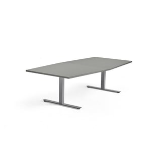 Stół konferencyjny MODULUS, 2400x1200 mm, rama T, srebrna rama, jasny szary