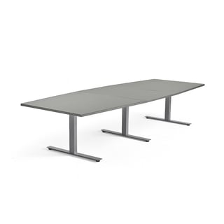 Konferenčna miza MODULUS, 3200x1200 mm, T-okvir, srebrni okvir, svetlo siva
