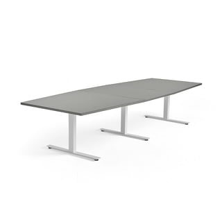 Jednací stůl MODULUS, 3200x1200 mm, T-nohy, bílá podnož, světle šedá