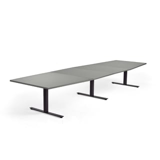 Jednací stůl MODULUS, 4000x1200 mm, T-nohy, černá podnož, světle šedá