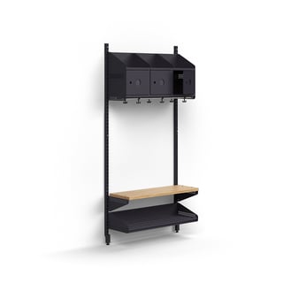 Cloakroom unit ENTRY, basic wall unit, 3 metal doors for labels, 1800x900x300 mm, anthracite