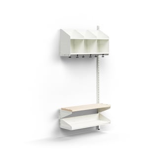 Cloakroom unit ENTRY, add-on wall unit, 3 comps, 1800x900x300 mm, white