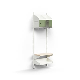 Cloakroom unit ENTRY, basic wall unit, 2 metal doors, 1800x600x300 mm, white/green