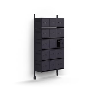 Shoe cabinet ENTRY, basic wall unit, 15 metal doors for labels, 1800x900x300 mm, anthracite