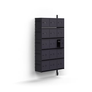 Shoe cabinet ENTRY, add-on wall unit, 15 metal doors for labels, 1800x900x300 mm, anthracite