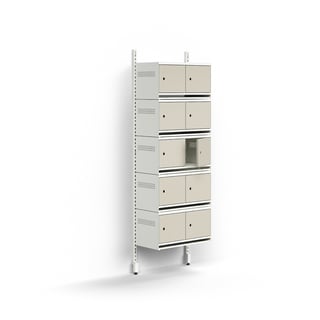 Shoe cabinet ENTRY, basic wall unit, 10 metal doors, 1800x600x300 mm, white/grey