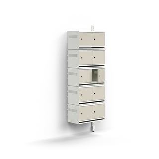 Shoe cabinet ENTRY, add-on unit, wall-mounted, 10 metal doors, 1800x600x300 mm, white/grey