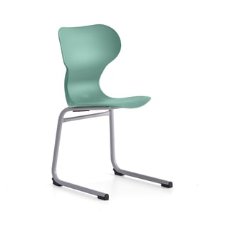 Kėdė BRIAN, slidžių formos kojos, pilka/žalia
