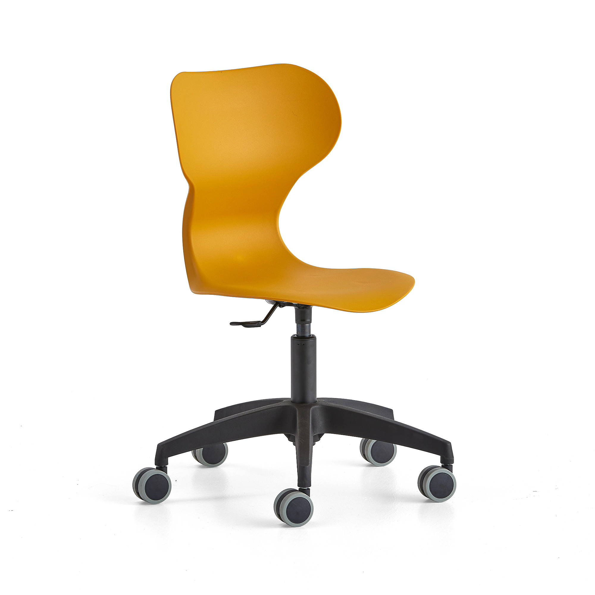 Chair BRIAN height adjustable with wheels yellow AJ Products