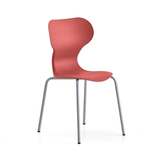 Chair BRIAN, 4 legs, silver/red