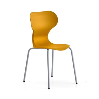 Chair BRIAN, 4 legs, silver/yellow
