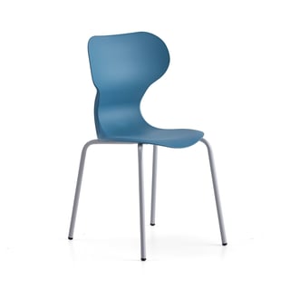 Krzesło BRIAN, 4 nogi, srebrny/niebieski