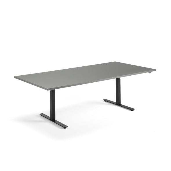 Standing conference table MODULUS, 2400x1200 mm, black frame, light ...