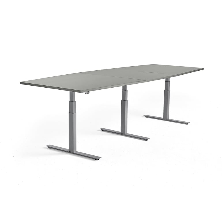 Standing conference table MODULUS, 3200x1200 mm, silver frame, light ...