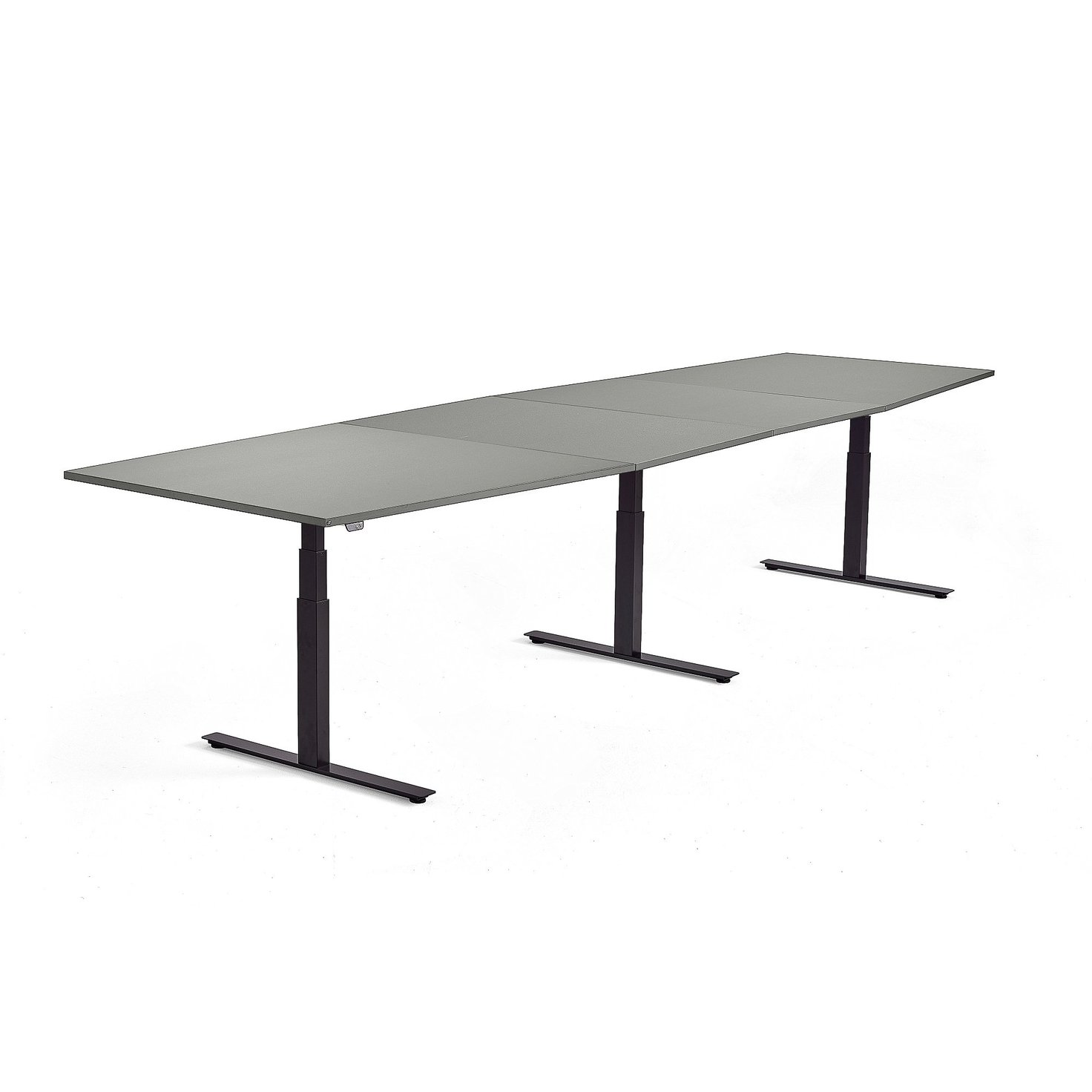 Standing conference table MODULUS, 4000x1200 mm, black frame, light ...